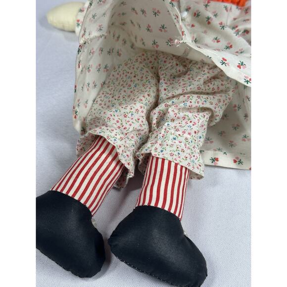 Vintage - No Makers Tag ~ Orange Hair Raggedy Anne Soft Cloth Doll 15" Tall - Picture 5 of 6
